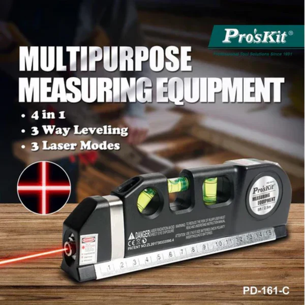 4 in 1 Fixit Laser Level Pro 3 4in1 Multi-Purpose Measuring Tool With 8 Feet Tape - Image 4