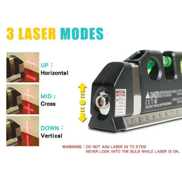 4 in 1 Fixit Laser Level Pro 3 4in1 Multi-Purpose Measuring Tool With 8 Feet Tape - Image 6