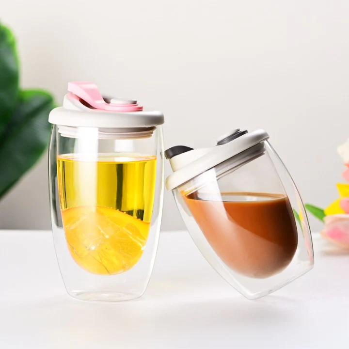 Double Layer Glass Cup With Lid - Image 7