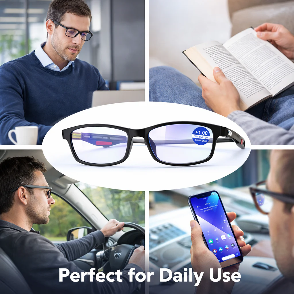 2 In 1 Secure Fit Anti-Blue Light Magnetic Strap Glasses - Image 5