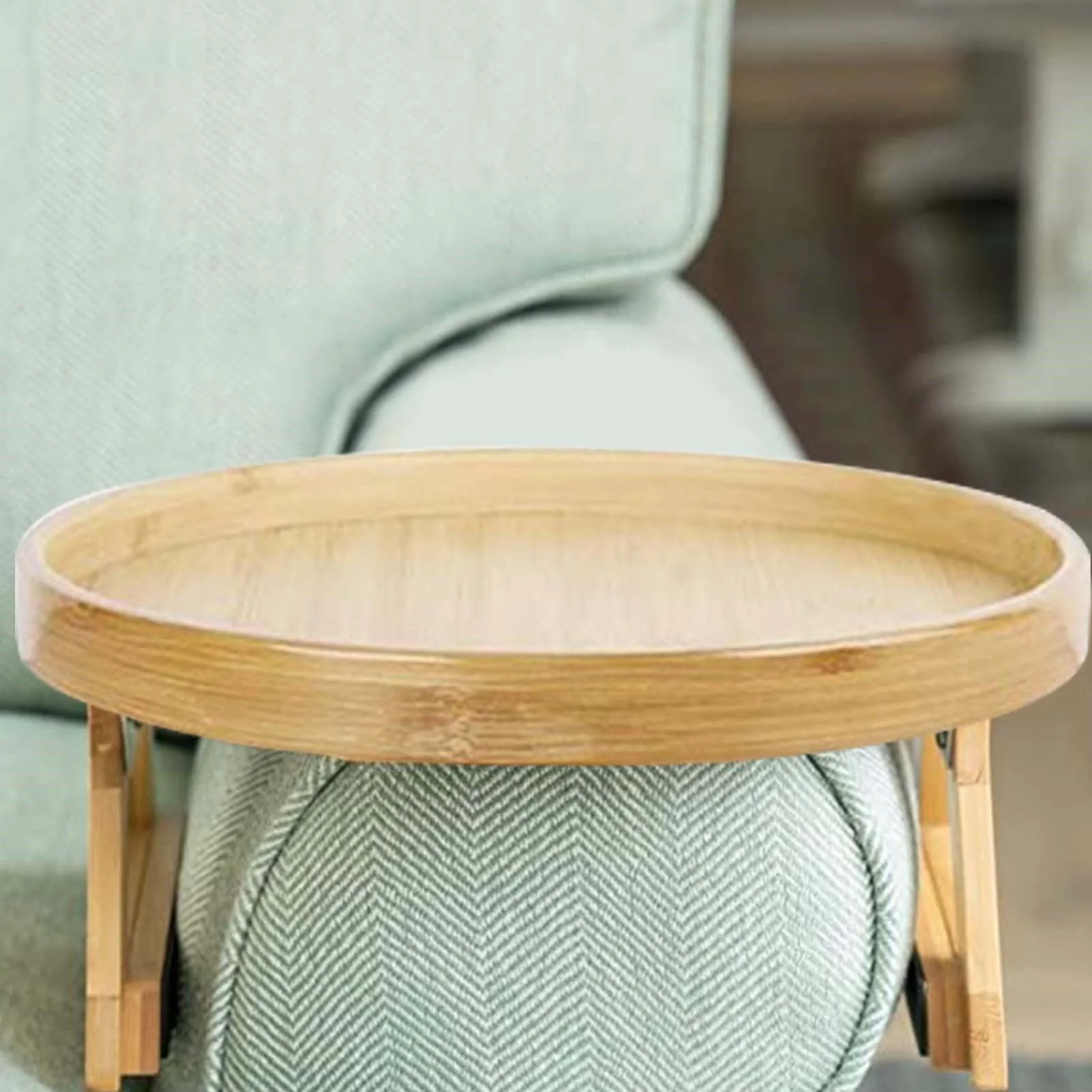 Wood Side Table Sofa Couch Arm Rest - Image 2